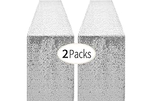 2 Packs 12 x 72 inches Silver Sequin Table Runner, Glitter Runner...