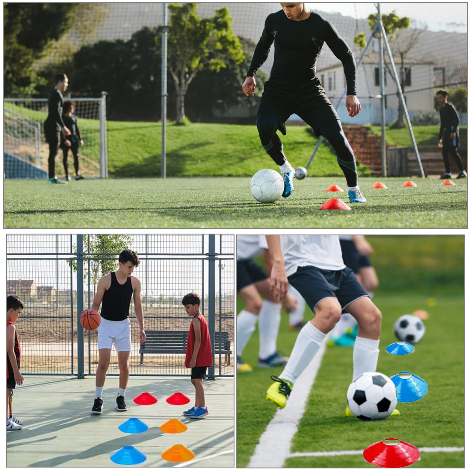 Entraînement de Football Kit pour Enfant et Adultes, 6m Échelle de Coordination avec 10 Cônes 1 Ceinture d'entraînement et 4 Poteaux, Ensemble de Vitesse et Agilité pour Entraînement de Football et Co