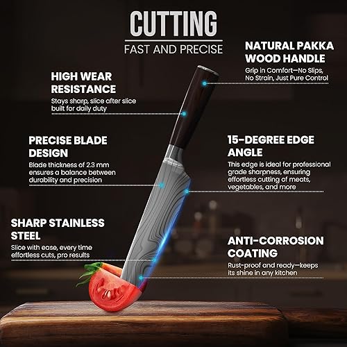 Miniatura 4 de Juego de cuchillos de cocina japoneses con bolsa, juego de 20 cuchillos de chef profesionales con cuchillos de chef japoneses de acero inoxidable de