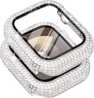 Vista 56 de Surace - Carcasa compatible con Apple Watch de 1.65 pulgadas con protector de pantalla de cristal templado, diseño brillante con 300 diamantes