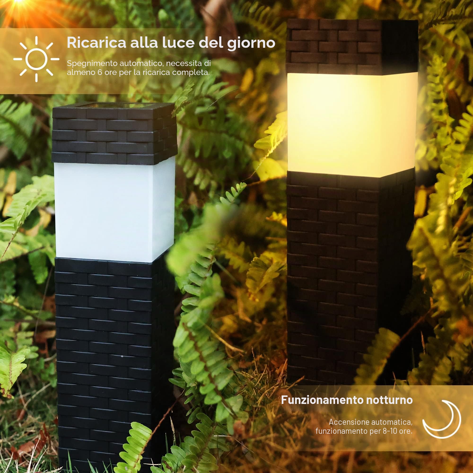 Joomer Luci Solari Esterno, 8 Pezzi Lampada Solare da Esterno Giardino Piazza Moda, LED Luci Solari da Giardino Bianco Caldo Impermeable IP65 per Terra Cortile Prato Vialetto Sentieri