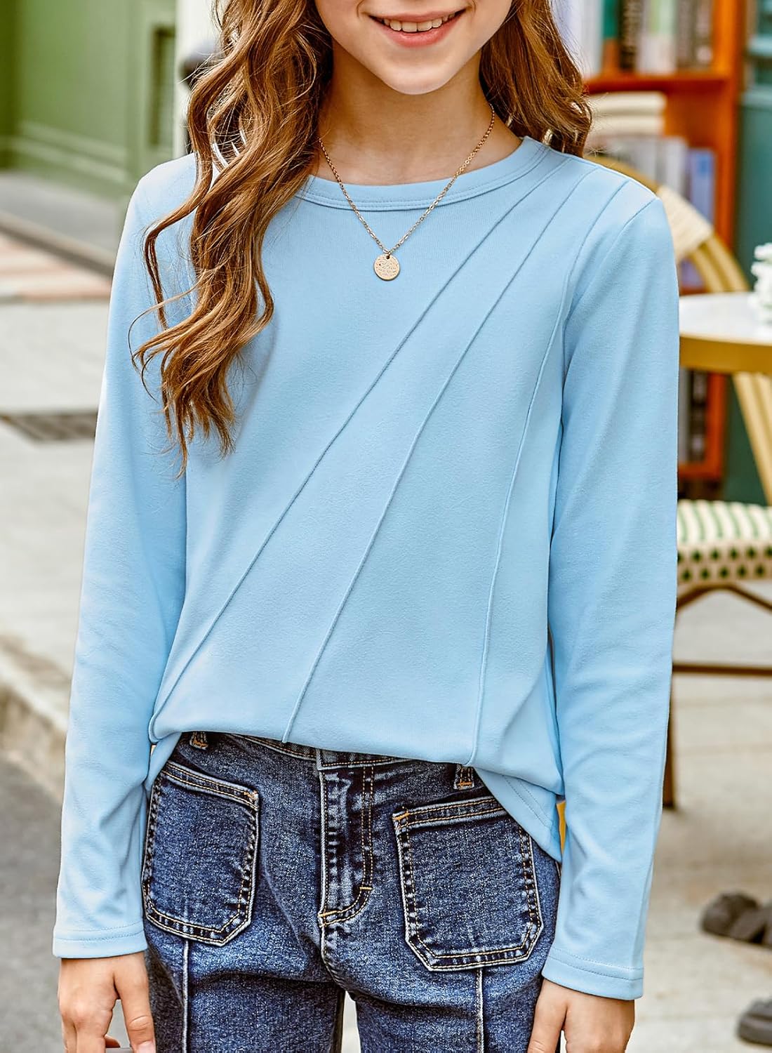 blibean Tween Girls Fall Warm Shirts Pleated Long Sleeve Tops Size 6-15 Years - Image 3