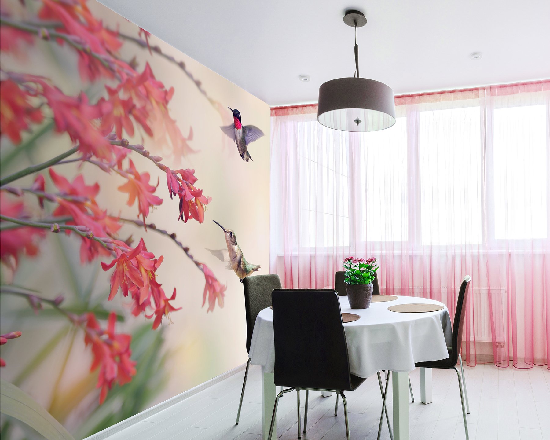 Wall Rogues WR50506 3 x 2.4 m "Hummingbirds" Mural Wallpaper - Pink, 3m x 2.4m - Image 2