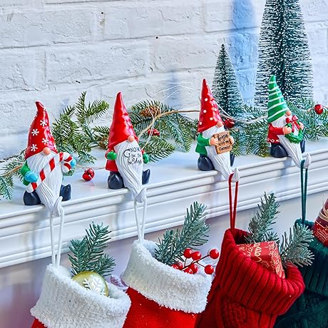 Christmas 3D Gnome Stocking Holders - The Perfect Mantle Decor for a Joyous Holiday