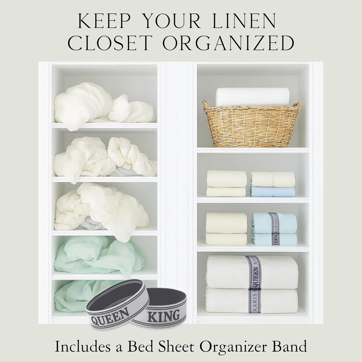 KARISSA MAE Cooling Bamboo Viscose King Size Sheet Set | 100% Organically Grown | 18” Deep Pocket | Silky, Soft, & Hypoallergenic | with Organizer Band & Elastic Corner Straps [Dune] - Image 4