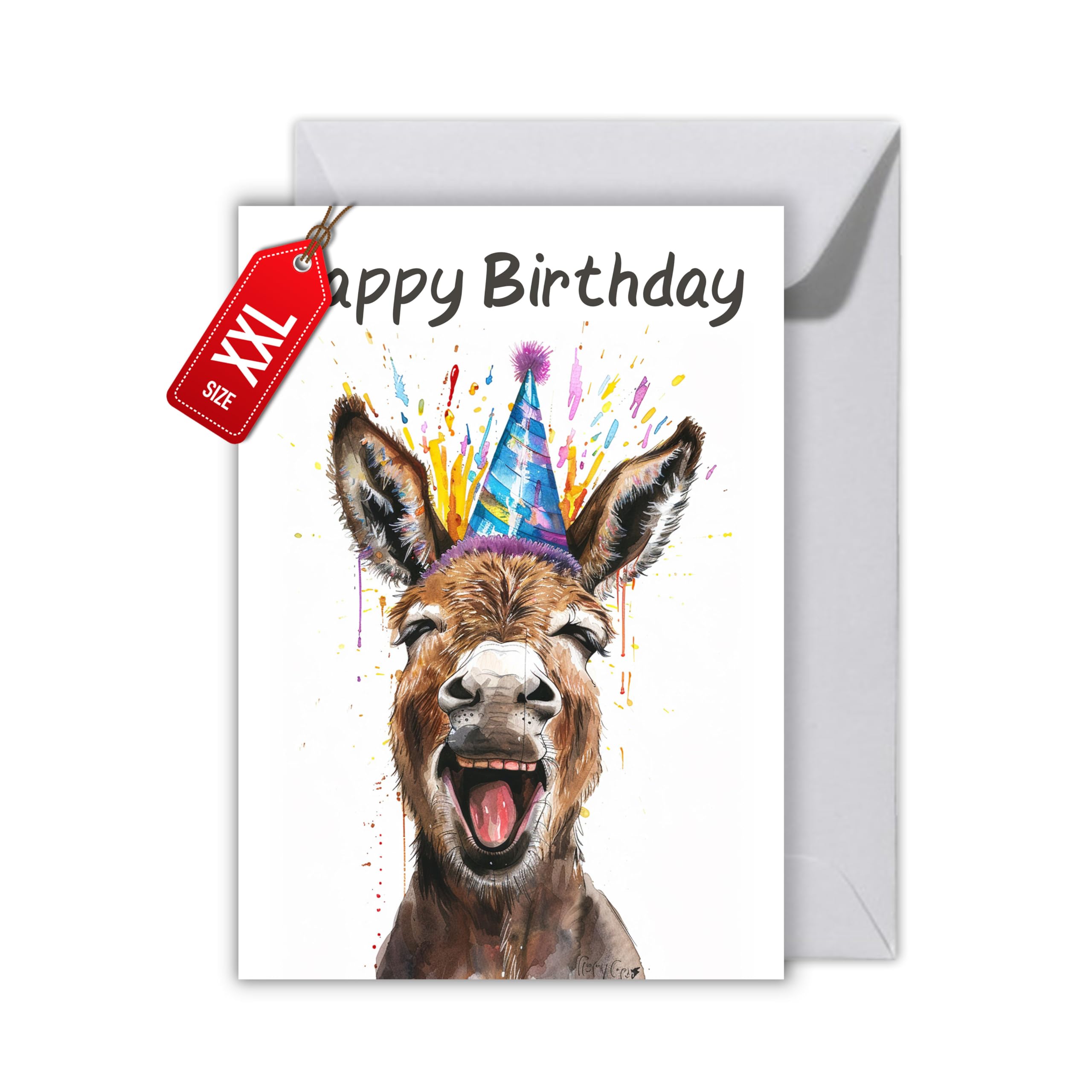 WBdesignz Geburtstagskarte „HAPPY Birthday“ – Aquarell-Design, DIN A6, Mit Umschlag