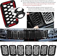 Vista 5 de Insertos de parrilla para Jeep Grand Cherokee 2017 2018 2019 2020 2021 parrilla de panal de abeja accesorios exteriores Kit de superposición