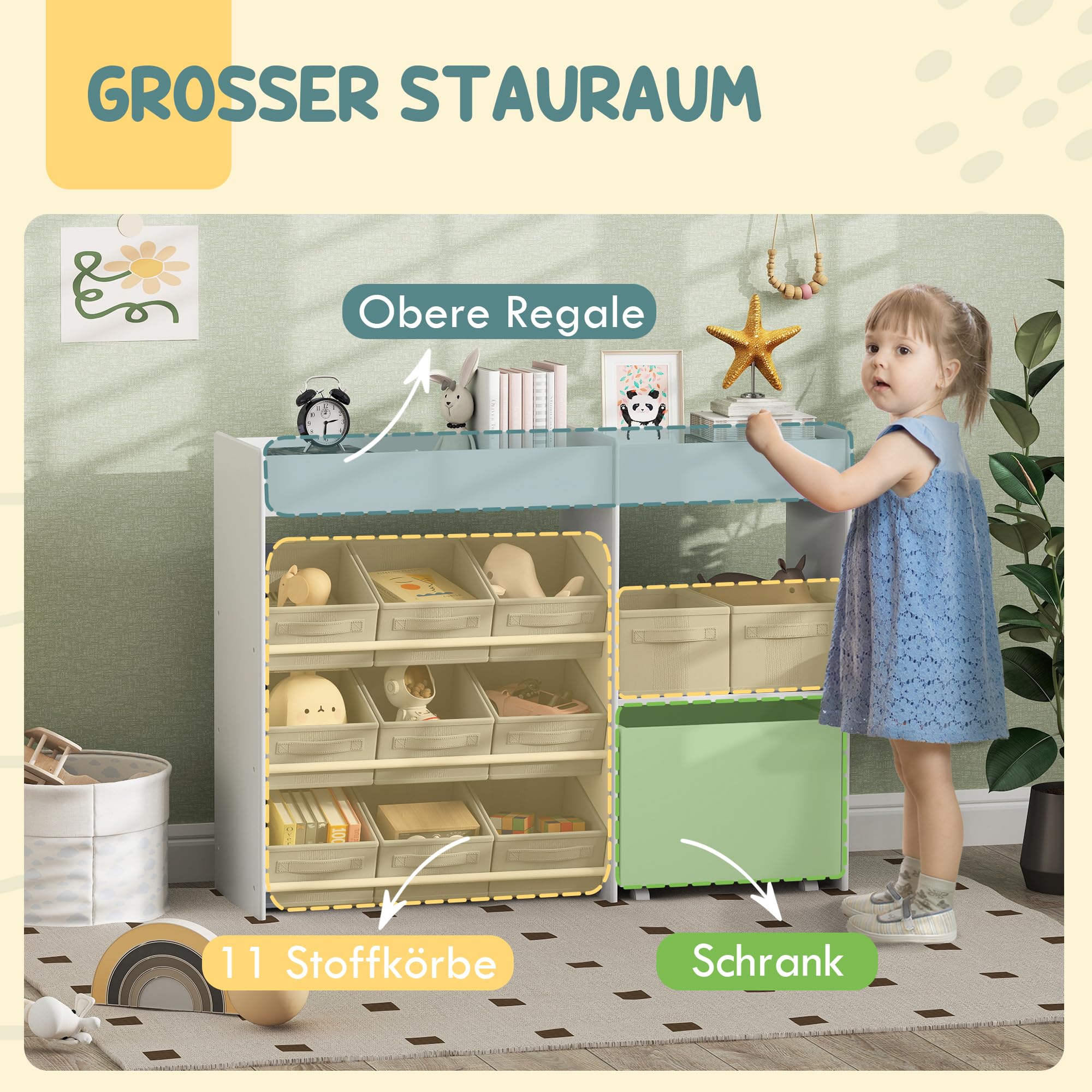 AIYAPLAY Étagère De Rangement Enfant Pour Jouets Et Livres, étagère à 3