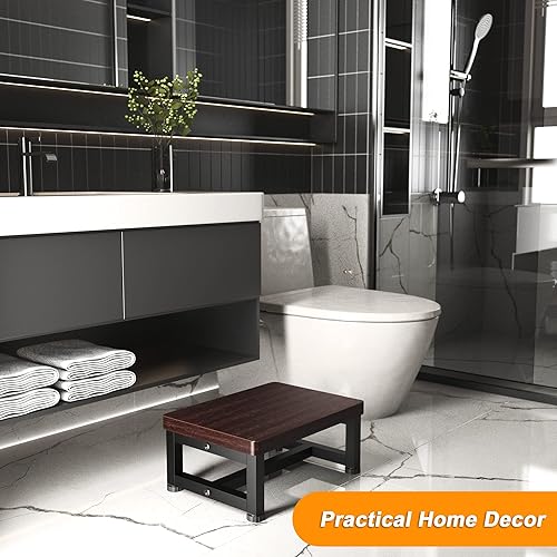 Miniatura 4 de Taburetes escalonados para adultos y niños, taburetes escalonados de madera antideslizantes de servicio pesado con capacidad de 500 libras para Teca