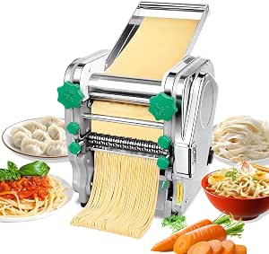 2-in-1 Commercial Electric Pasta Maker Machine, 750W Heavy Duty Stainless Steel Dough Roller Sheeter