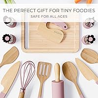 Vista 7 de Juego de cocina y horneado de madera para niños - Herramientas de cocina seguras y reales que brindan a los niños pequeños una experiencia de cocina