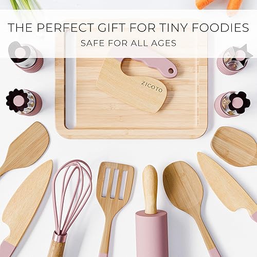 Miniatura 7 de Juego de cocina y horneado de madera para niños - Herramientas de cocina seguras y reales que brindan a los niños pequeños una experiencia de cocina