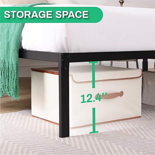 Miniatura 6 de D&H FURNIMMT Marco de cama Queen de 14 pulgadas con soporte de hasta 2000 libras, fácil de montar, antideslizante, sin ruido, no necesita somier,