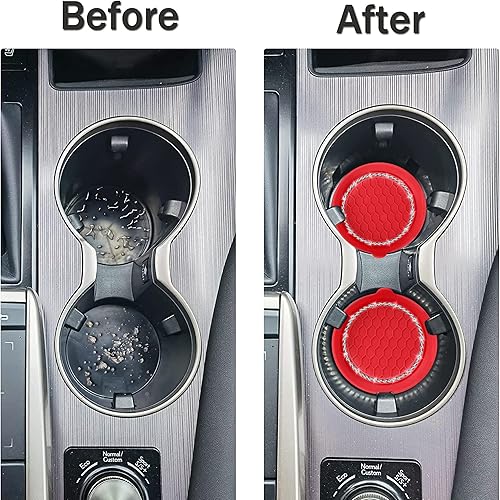 Miniatura 2 de Portavasos universal para automóvil, accesorio interior de automóvil con diamantes de imitación brillantes, color rojo, paquete de 2