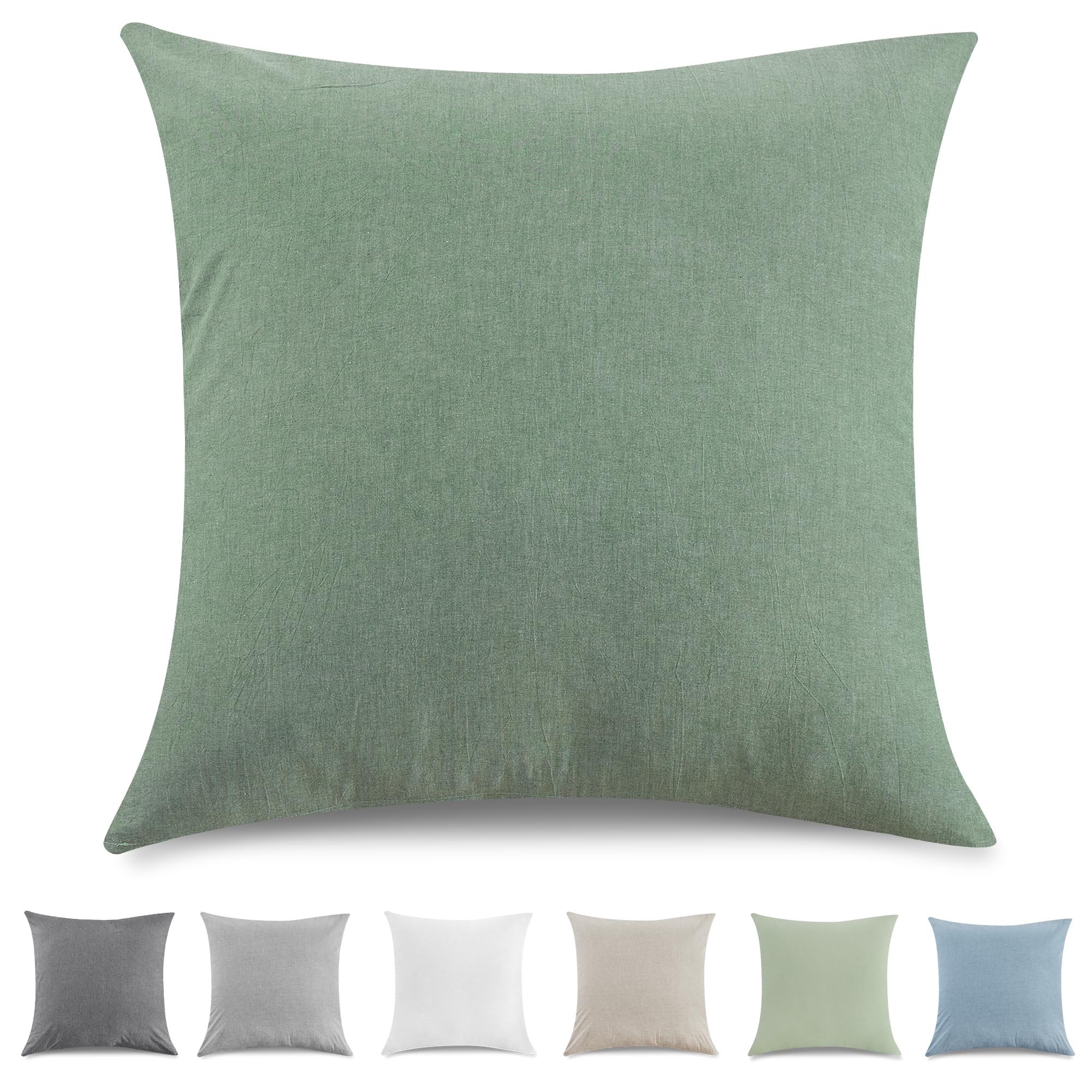 Federa Cuscino 40x40 Cm Ricamata A Mano In Kantha Di Cotone - Set Da 2 Pezzi - Verde Mare Per Divano E Letto