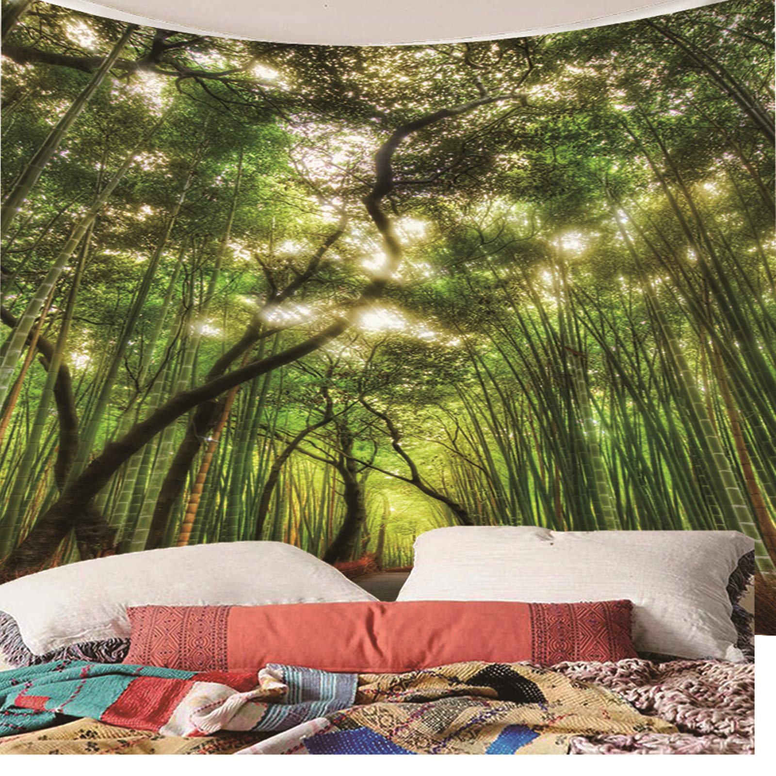 Gualiy Arazzo Tappeto da Parete, Arazzi Moderni da Parete Natura Tema Arazzo Appeso 240x220cm Verde Arazzo per Soggiorno Camera da Letto