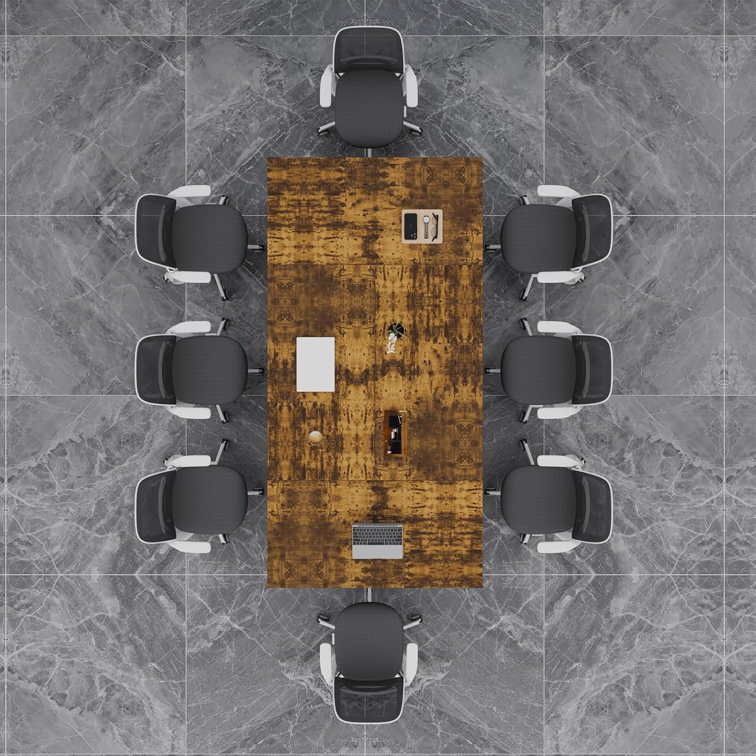 Folding Conference Table with Wheels, 8PCS Conference Room Table, Modern Rolling Training Tables, Foldable Seminar Meeting Tables for Home Office (8, B, 61in)