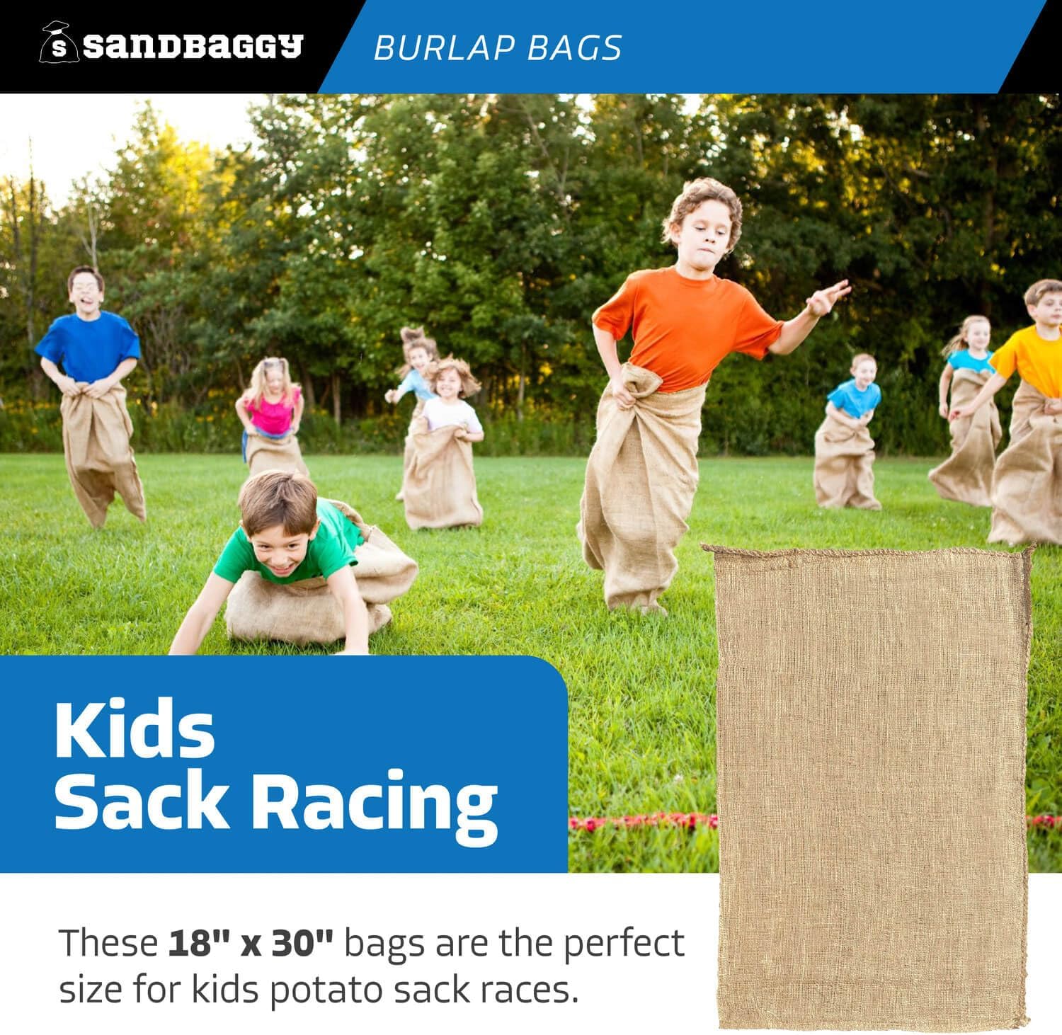 Sandbaggy Large Burlap Bags 18" x 30" - Burlap Bags for Planting/Gardening (Pack of 10)