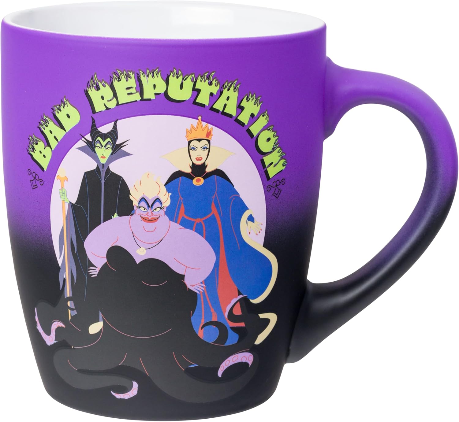 Silver Buffalo Disney Villains Bad Reputation Featuring Maleficent, Ursula, and the Evil Queen Jumbo Ceramic Mug, 25 Ounces