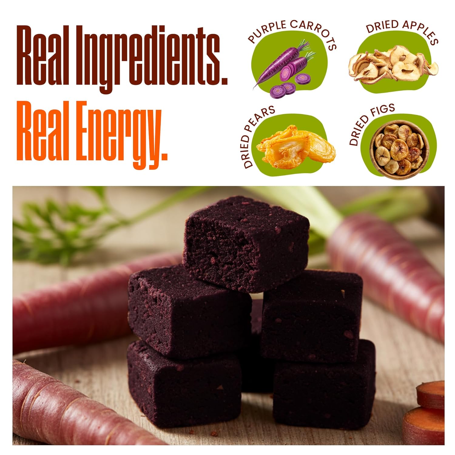 PEPCUBES, Purple Carrot, Carrot Based Snacks, Real Dried Fruits Snacks, Vegan (8 Pack) Plant-Based Snacks, Dried Fruits Snack Bar, %100 Real Ingredients, Gut-Friendly, Gluten Free, Dairy Free, Soy Free, High Fiber, No Sugar Added, Vegetarian Friendly, Vegan Friendly, Cube Bar | 8 ct, 1.06 oz each