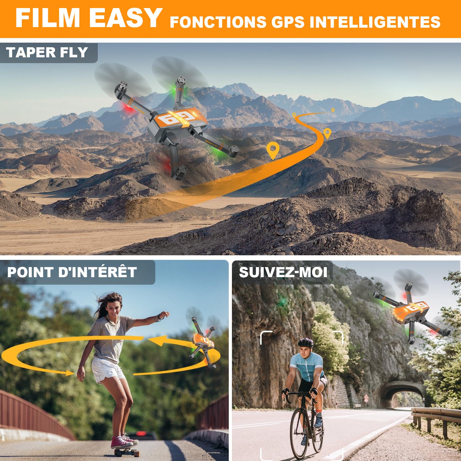 G9 GPS Drone avec Caméra 4K EIS, 45 Mins Vol, Moteur sans Balais, Retour Auto, Moins de 249g C0