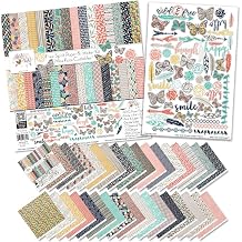 Miss Kate Cuttables Paper & Sticker Kit - Free Spirit - 17 Double-Sided 12x12 Papers with 33 Designs & 1 8X12 Sticker Sheet - Scrapbooking Card Making Crafting