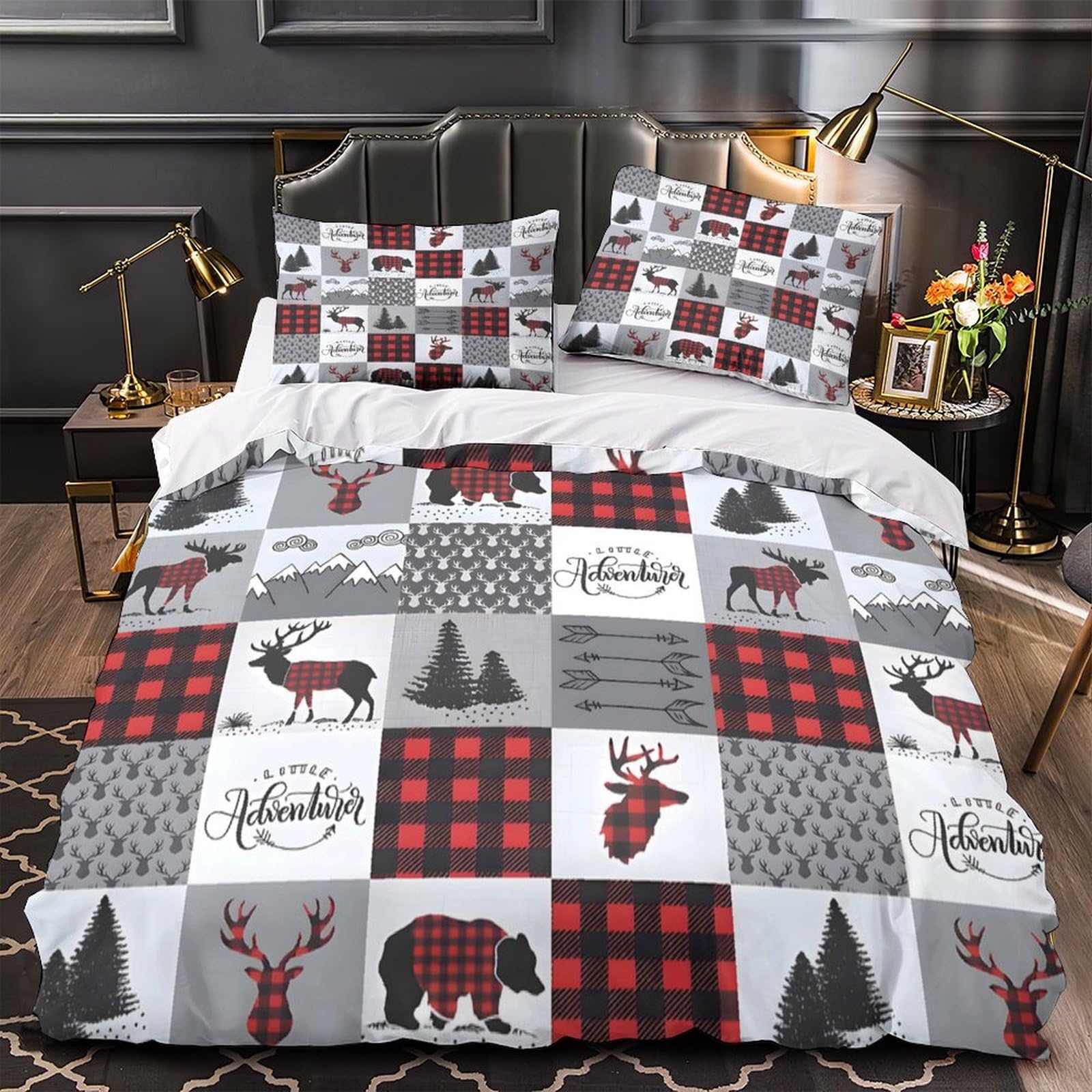 Parure de lit 3D forêt 200x200cm avec housse de couette cabane en microfibre douce