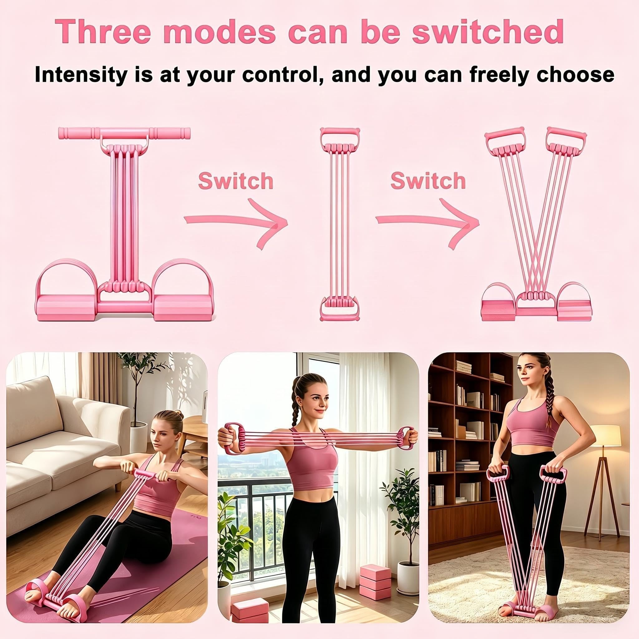 JunD Elastici Fitness 3 in 1 con Pedale e Maniglie, Bande Elastiche Multifunzione 8 Tubi per Allenamento a Casa, Corda Elastica per Addominali Gambe Glutei, Pilates Yoga