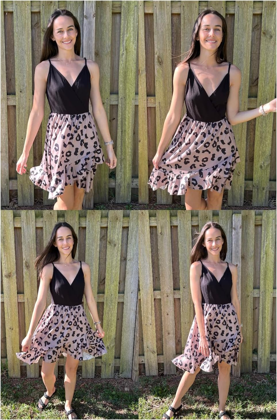 ULTRANICE Womens Summer Dresses Floral V Neck Ruffled Hem Spaghetti Spring Casual Beach Outfits Flowy Wrap Sun Dress - Image 3