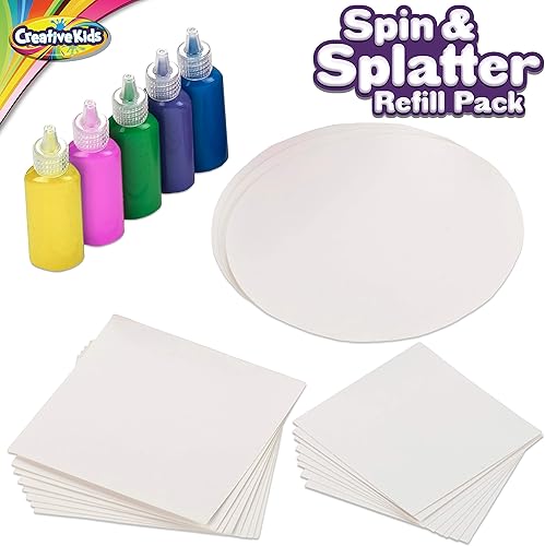 Miniatura 5 de Creative Kids Spin & Paint - Paquete de recambio – 8 tarjetas grandes – 8 tarjetas pequeñas – 4 tarjetas redondas – 5 botellas de pintura de colores
