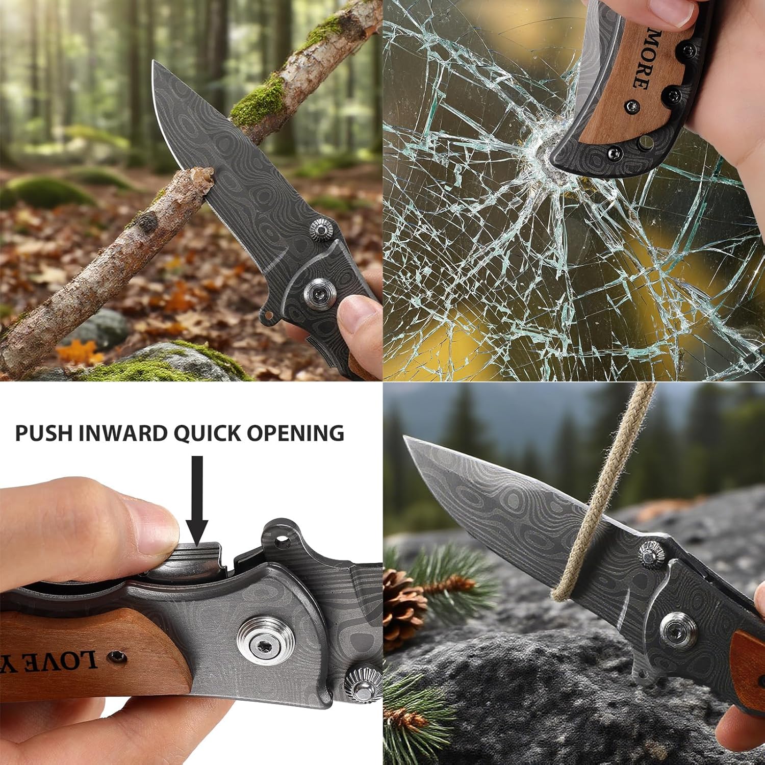 Love You More Anniversary Keepsake Gifts for Him Engraved Pocket Knife with a Gift Box Happy Tin Anniversary Customized Wedding Birthday Father's Day Gifts for Men Husband - Image 5