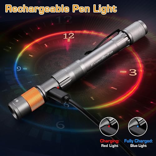 Miniatura 4 de EverBrite Luz recargable para bolígrafo, linterna EDC de 300 lúmenes, linterna LED de bolsillo con clip, función de memoria y cable USB C incluidos,
