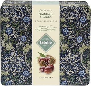Lavolio Marrons glacés - sélection gourmande de marrons glacés italiens caramélisés - 9 pièces Châtaignes entières qualité A - Designer William Morris Coffret Cadeaux élégante - 230g