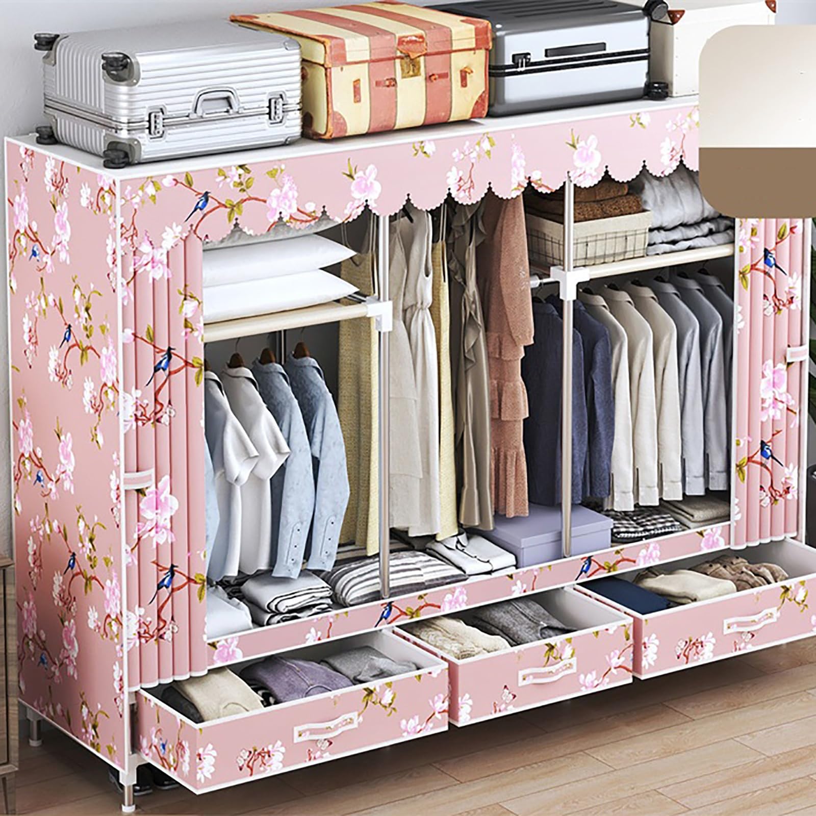 Amazon｜CTHGYOF ワードローブ カバー付き ハンガーラック 頑丈