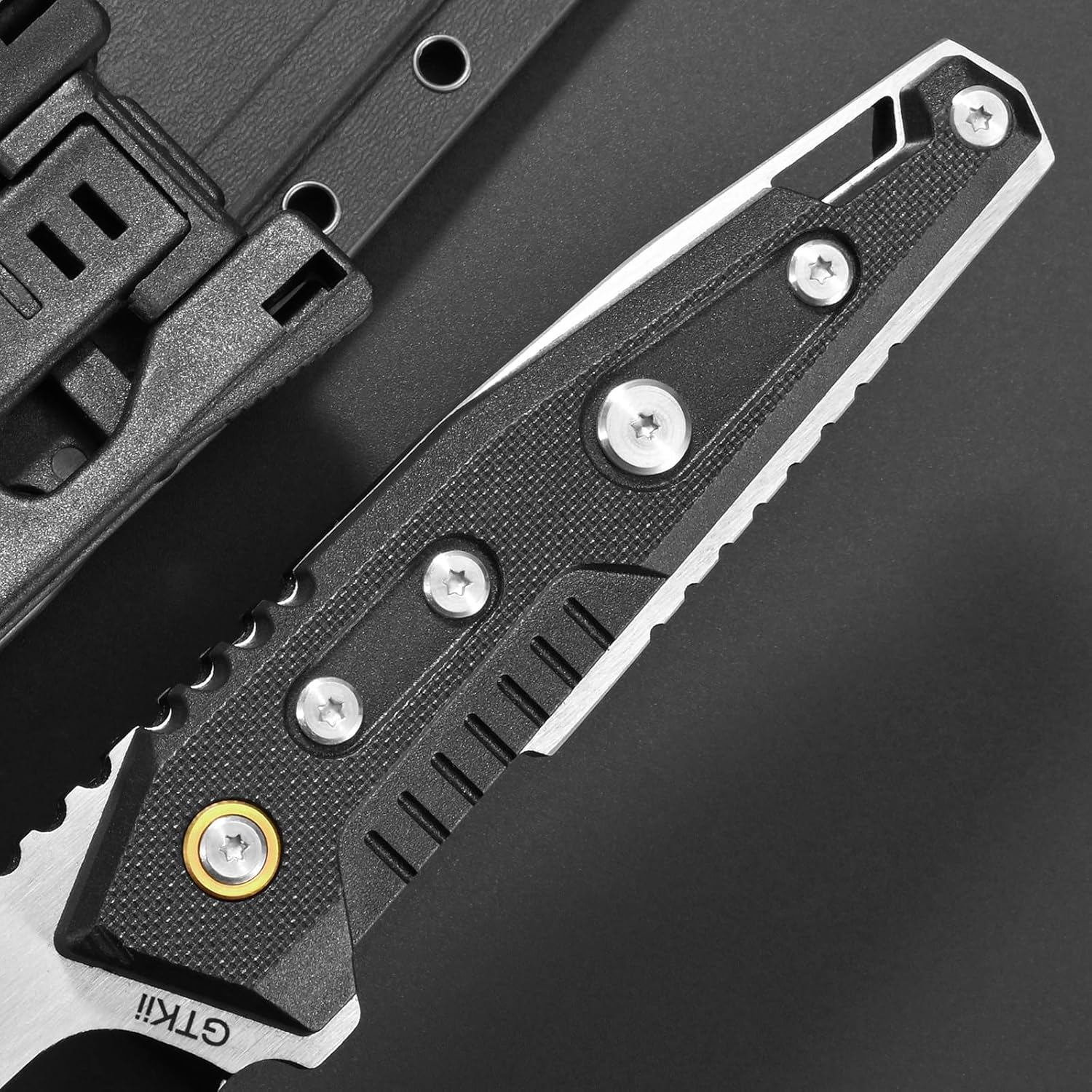 Gtkii GTK35 Fixed Blade Knife DC53 Steel Tanto Blade Full Tang Nylon Fiberglass Handle Compact EDC Fix Knifes for Outdoor Camping Adventure Survival