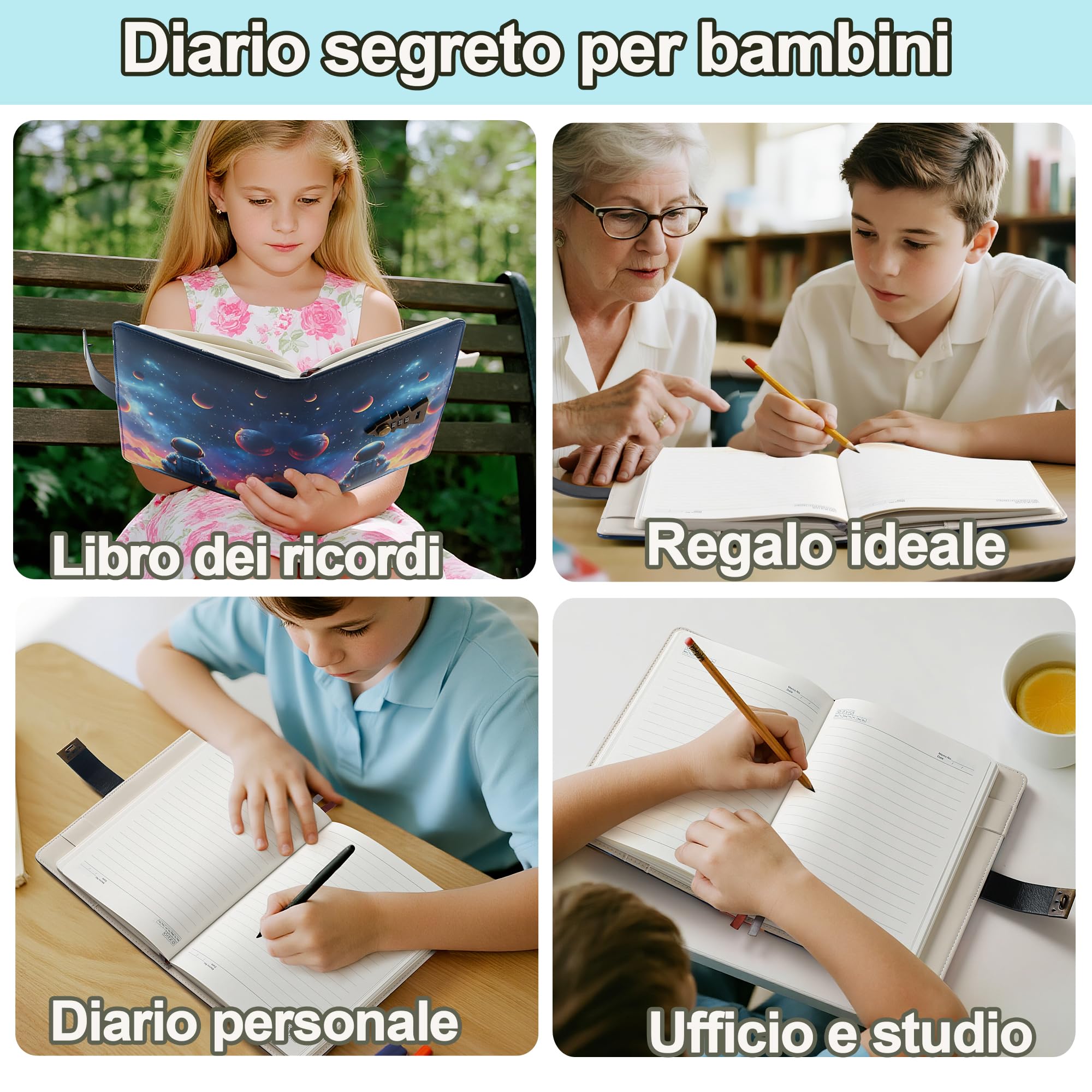Diario Segreto Ragazzo con Blocco a 3 Cifre, Quaderno A5 Regalo per Bambini 7-14 Anni