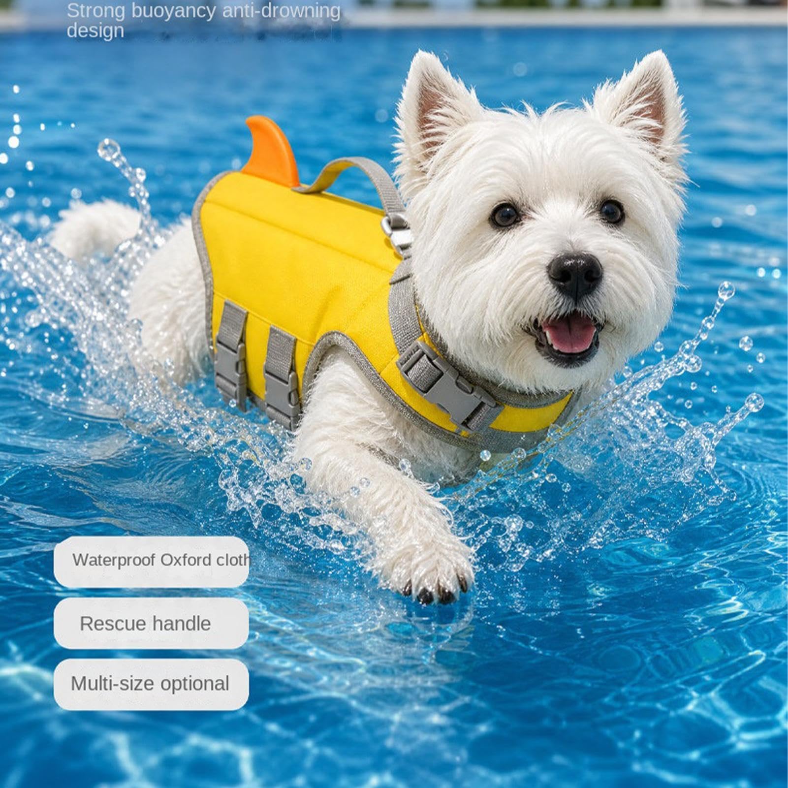 Dog Life Vest - Supports Swimming Water Play & Training, High Buoyancy Floatation Aid Jacket, XS S M Bust Sizes + 1.5kg To 10kg Load Capacity, Heavy Duty Oxford Cloth - for River & Beach
