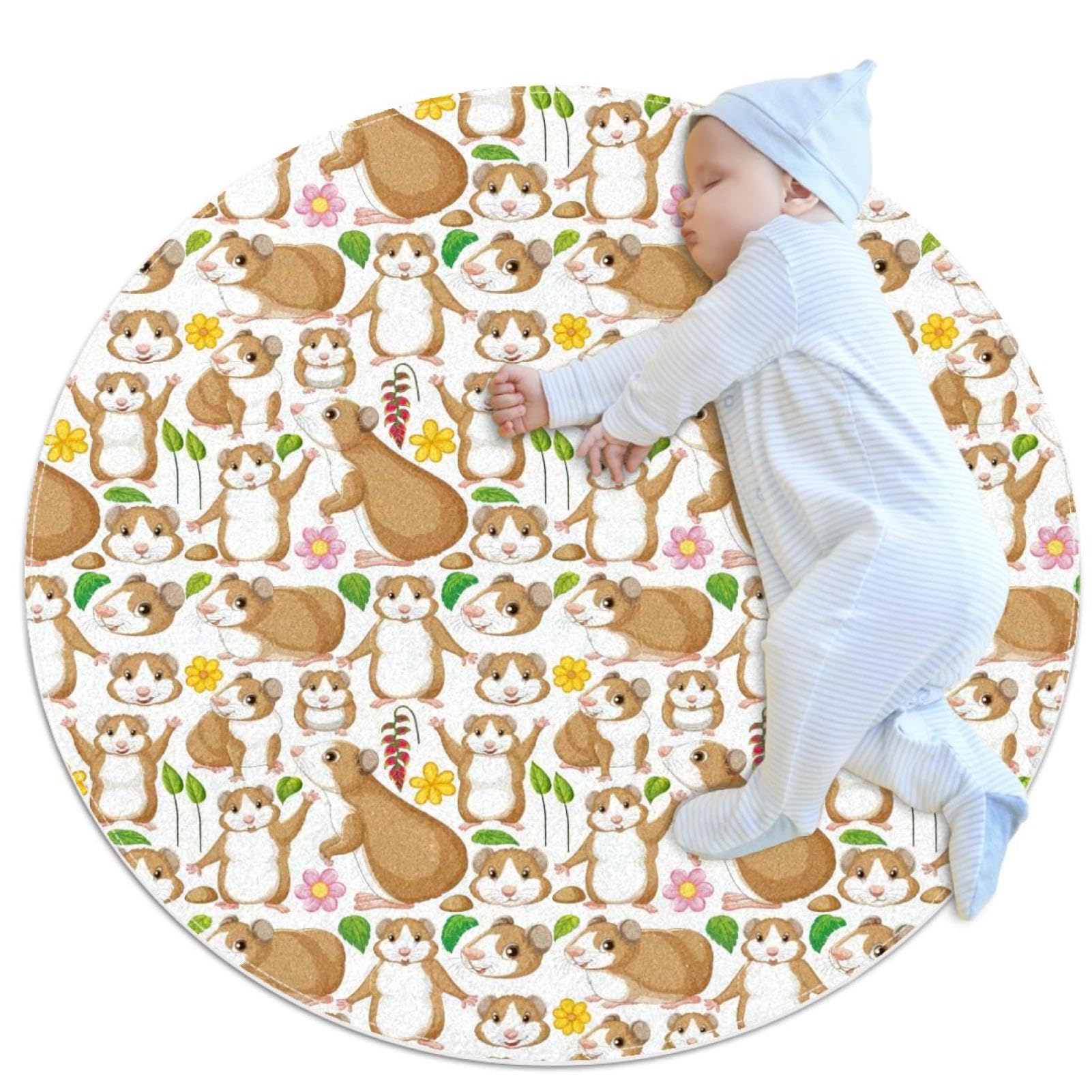 Tapis de salle de bain antidérapant rond motif cochon d'Inde 1m