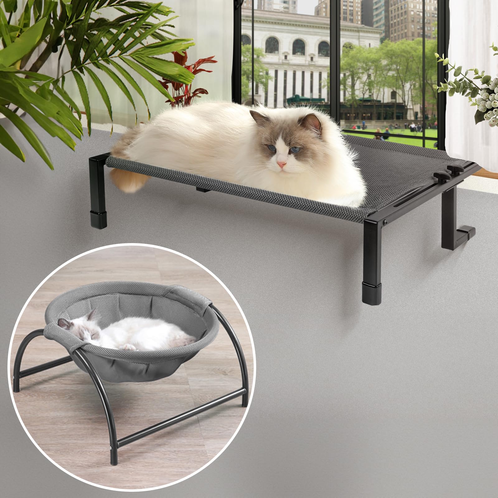 JUNSPOWCat Bed and Cat Window Perch Metal Breathable for Big Cat