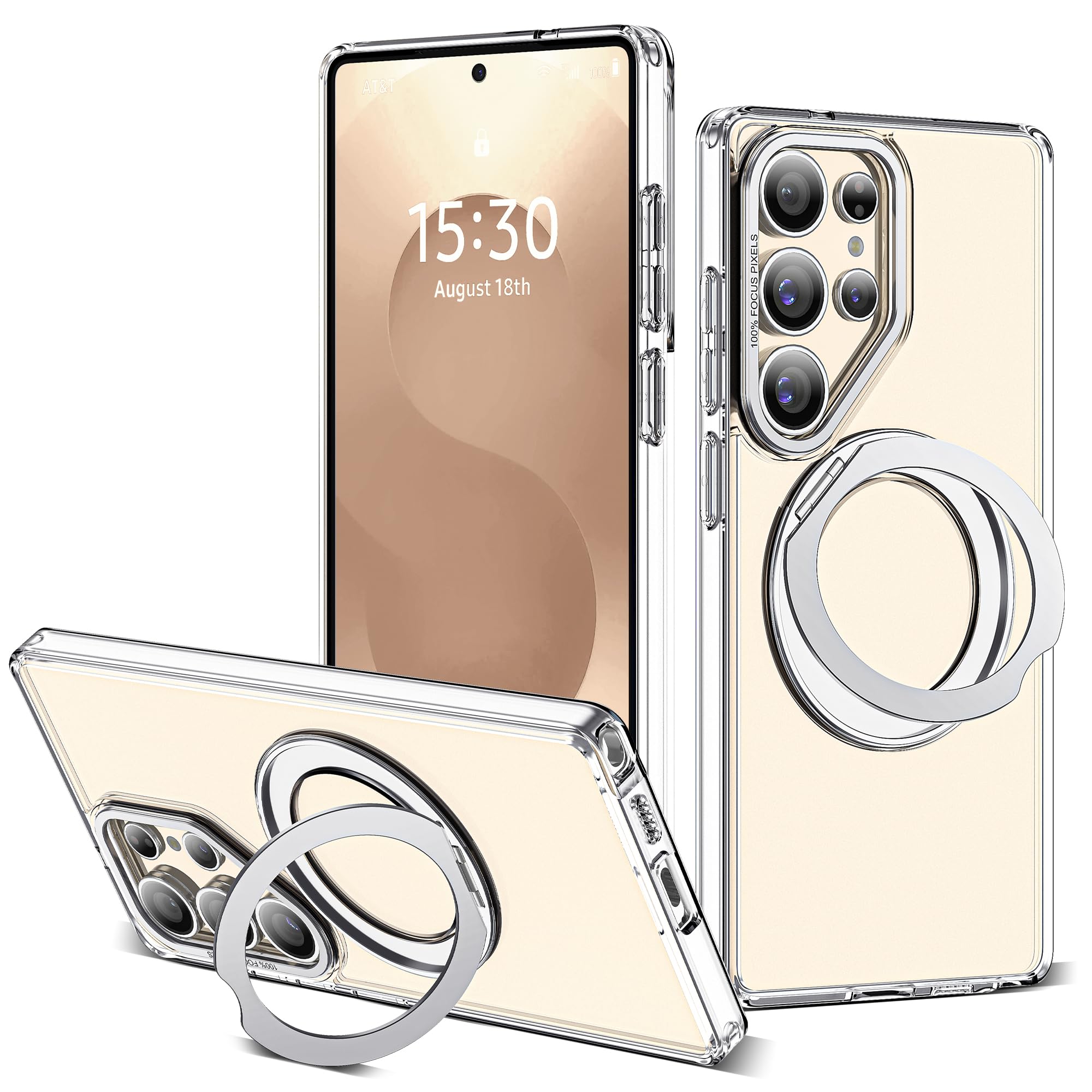 for Samsung Galaxy S25 Ultra Case with 360° Spin Stand,Clear