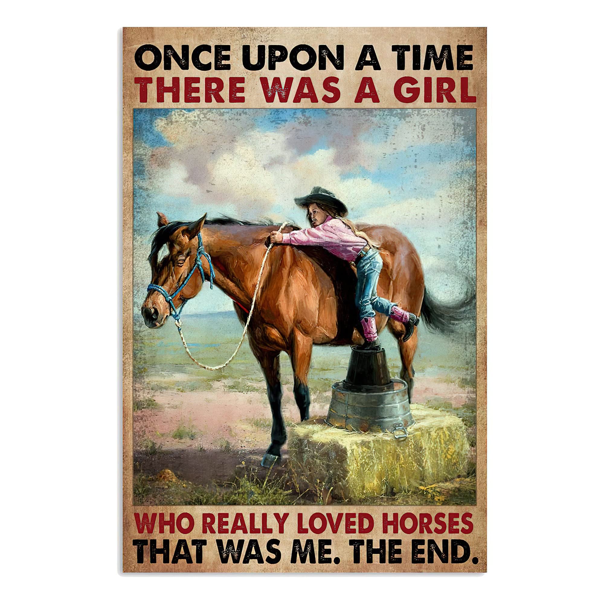 Bioprocess Girls Once Upon A Time There Was A Who Really Loved Horses Horse Little And Horse Decor Poster Wall Art Tin Sign Decor Metal Sign Poster 8X12 Inches