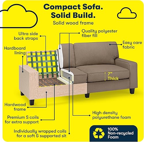 Miniatura 5 de Serta Palisades Sofás Tapizados para Sala, Sofá de Diseño Moderno, Tela, Bronceado Beige Bronceado,Beige,Marrón,Alforfón Beige,Marrón (Chestnut