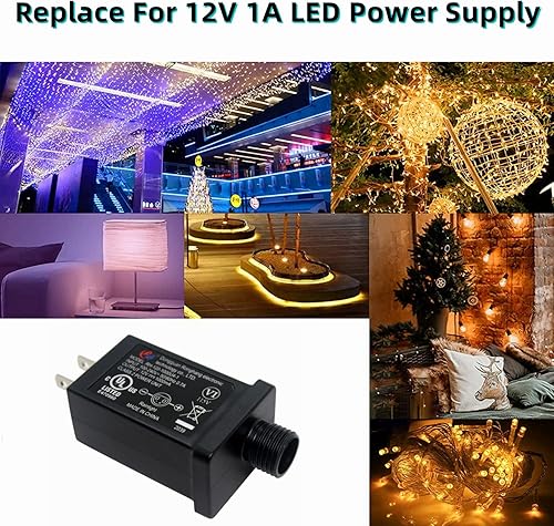 Miniatura 6 de Fuente de alimentación LED de 12 V, 1 A, adaptador LED inflable de repuesto para patio, transformador LED para cadena de luces de Navidad, luces de