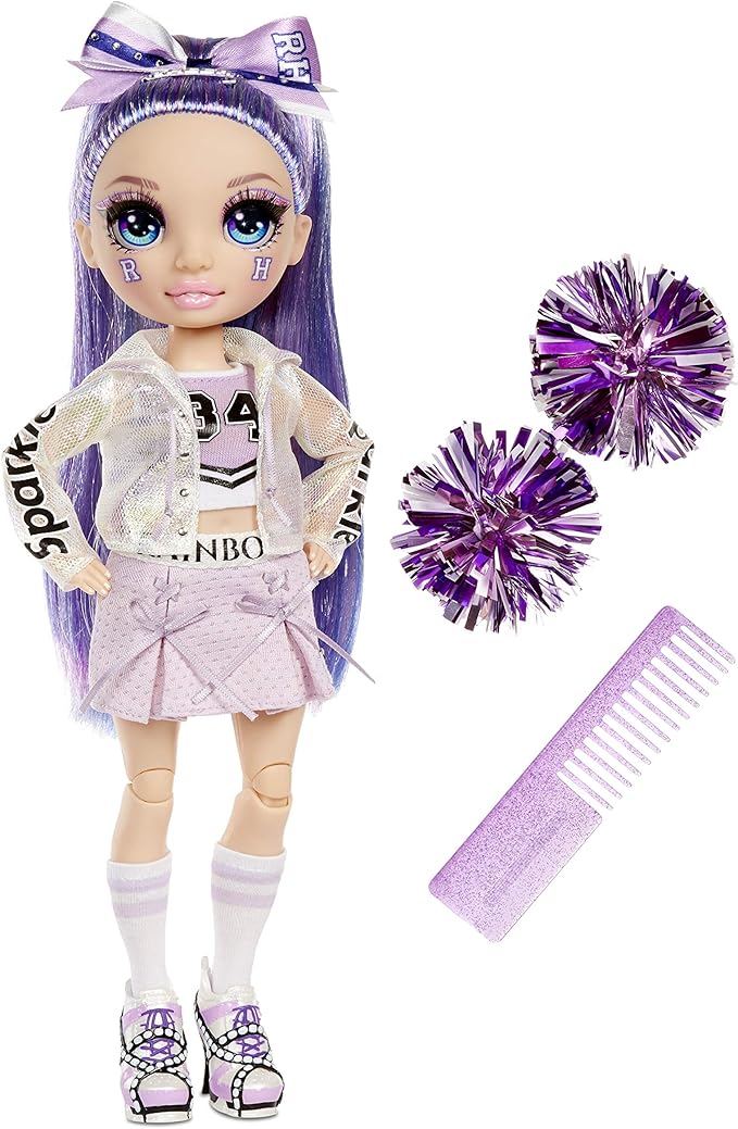 Rainbow High Cheer Violet Willow Boneca De Moda Líder De Torcida Com