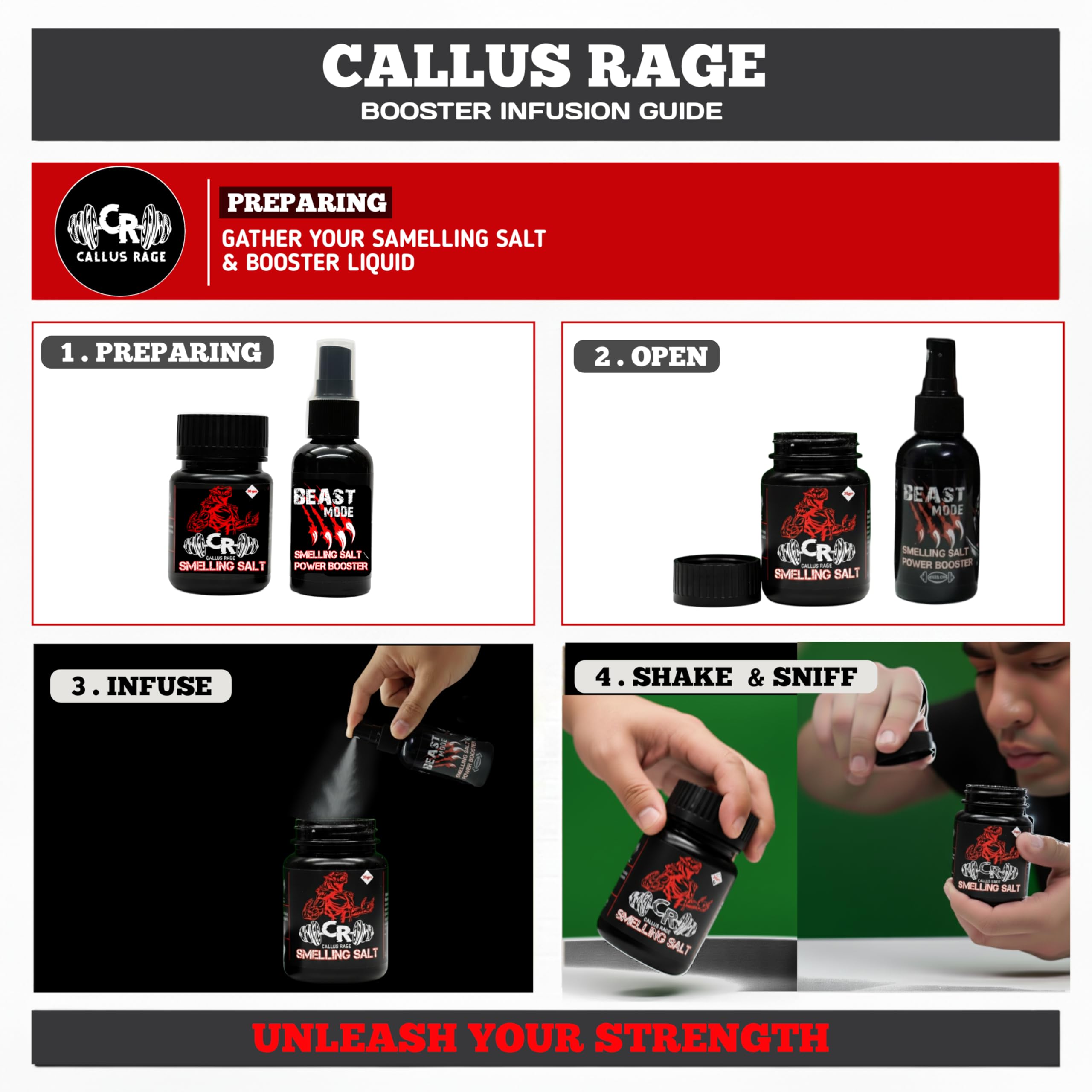 CallusRage | Powerful Smelling Salts for Athletes – Boost Focus, Strength, and Performance with Beast Mode and Callus Rage Ammonia Inhalants (30 gm) 4