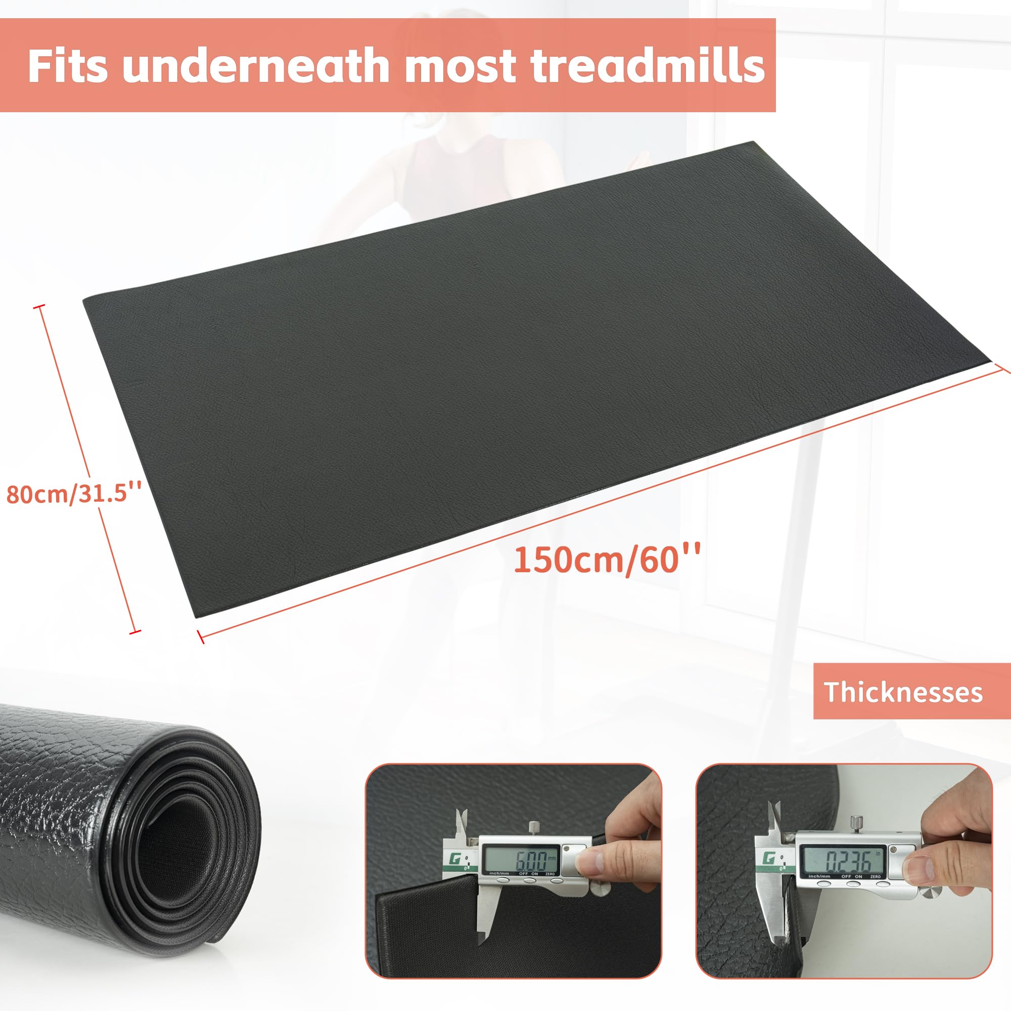 AKOZLIN Bodenschutzmatten, 6mm Hochdichte PVC-Bodenschutzmatten für Sportgeräte, Fitnessgeräte und Laufbänder, für Yoga und weitere Sportarten,turnmatte, gymnastikmatte,Yoga Matte
