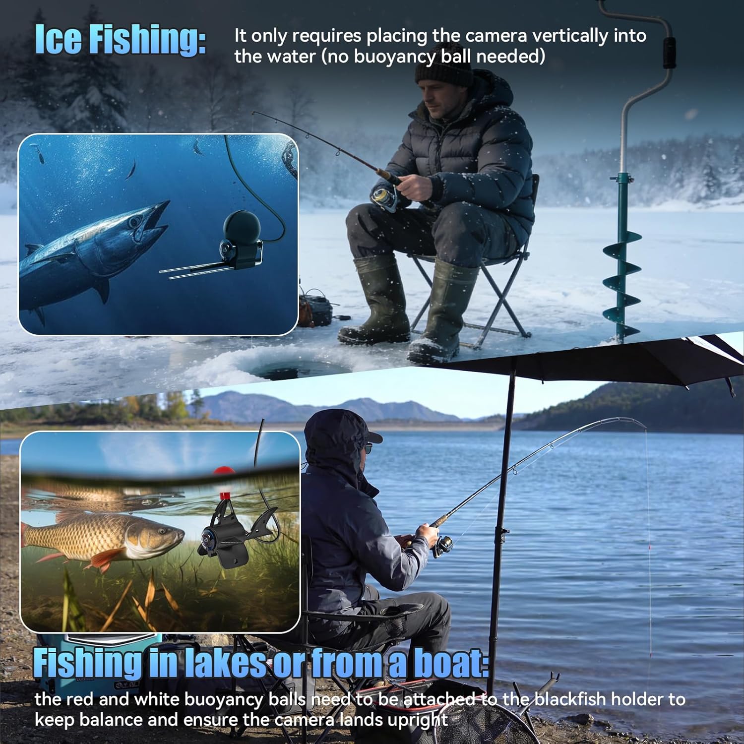 Underwater Fishing Camera Upgraded 5" Camera for Fishing with Infrared Night Vision,1080P HD Monitor,100ft Cable,Ice Fishing Accessory with Carrying Case for Ice,River,Lake,Boat,Kayak,Fishing Farming