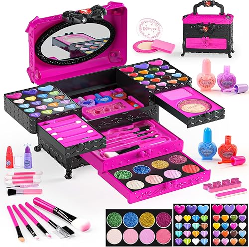 Kit de maquillaje para niños para niñas, kit de maquillaje para niñas, juego de maquillaje lavable real para niñas, regalo de princesa, seguro y no