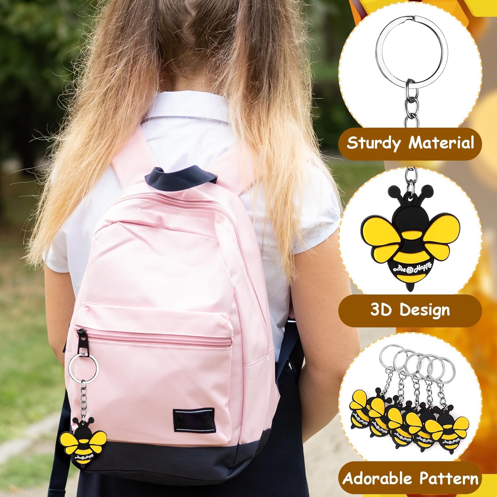 18Set Thank You Gifts for Colleagues Employee Appreciation Gifts Lucky Bee Keyring Keychain Mini Bee Token Charm with Bees Story Card Inspirational Leaving Gifts for Staff Coworker Teacher Nurse - Image 4
