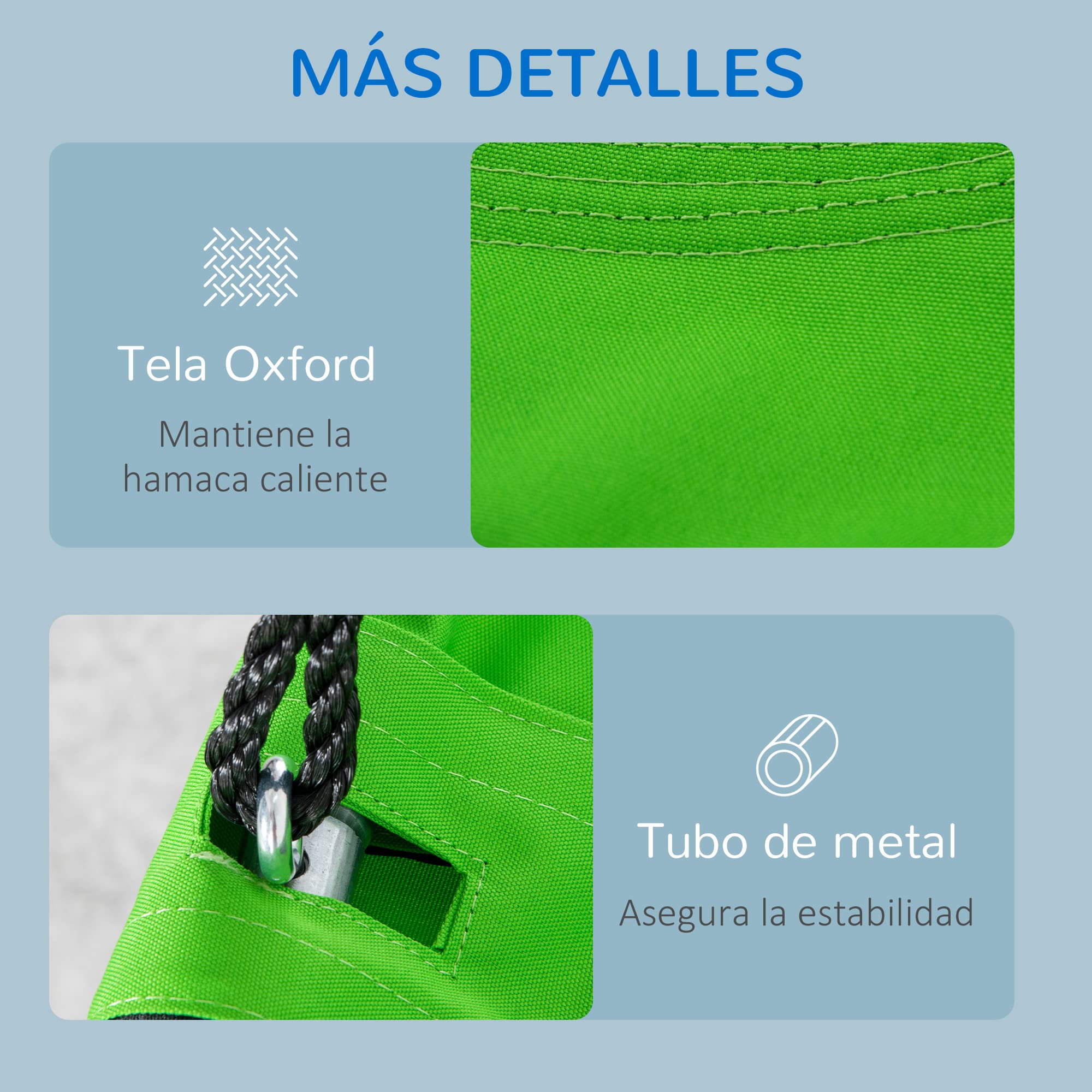 Outsunny Columpio con Tienda Infantil Columpio Nido con Puerta Enrollable y 2 Ventanas de Malla para Niños y Adultos Carga MAX. 200 kg Interior y Exterior Ø100x180 cm Verde y Azul